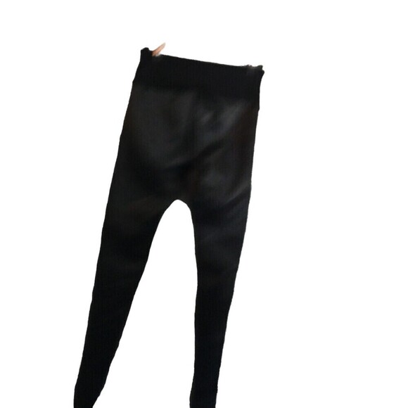 Assets Spanx Pants Women's Size Small Black Faux Leather Stretch Waist - Picture 4 of 7